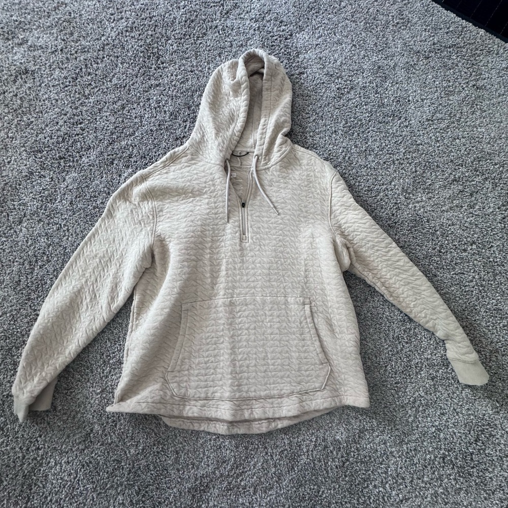Cream Hooded Pullover Sweatshirt